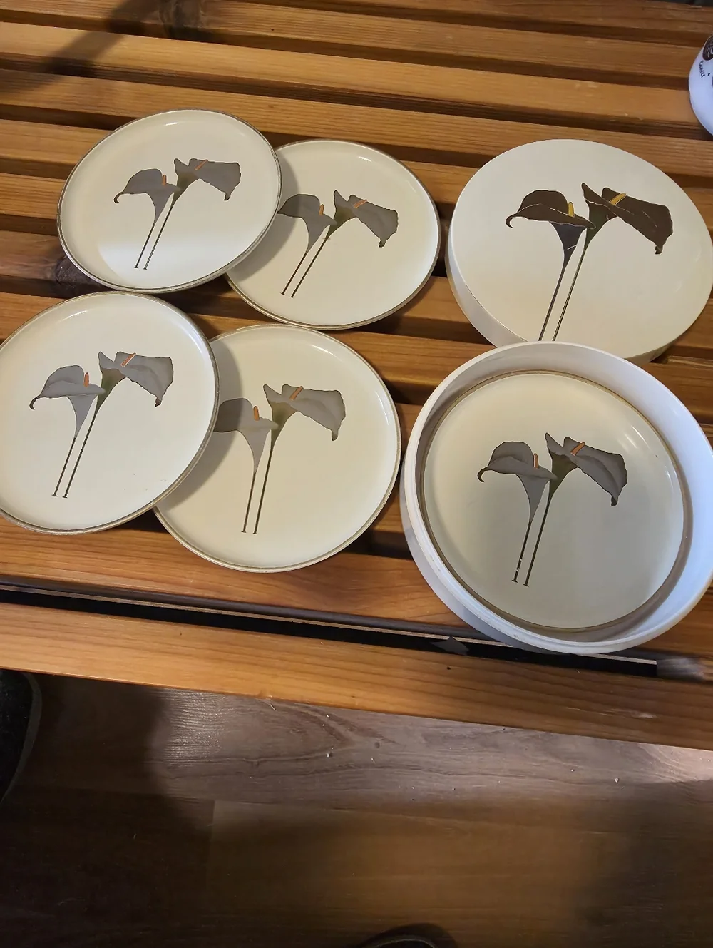 Vintage Otagiri coasters dish/container/ golden calla lily design. - Picture 5 of 5